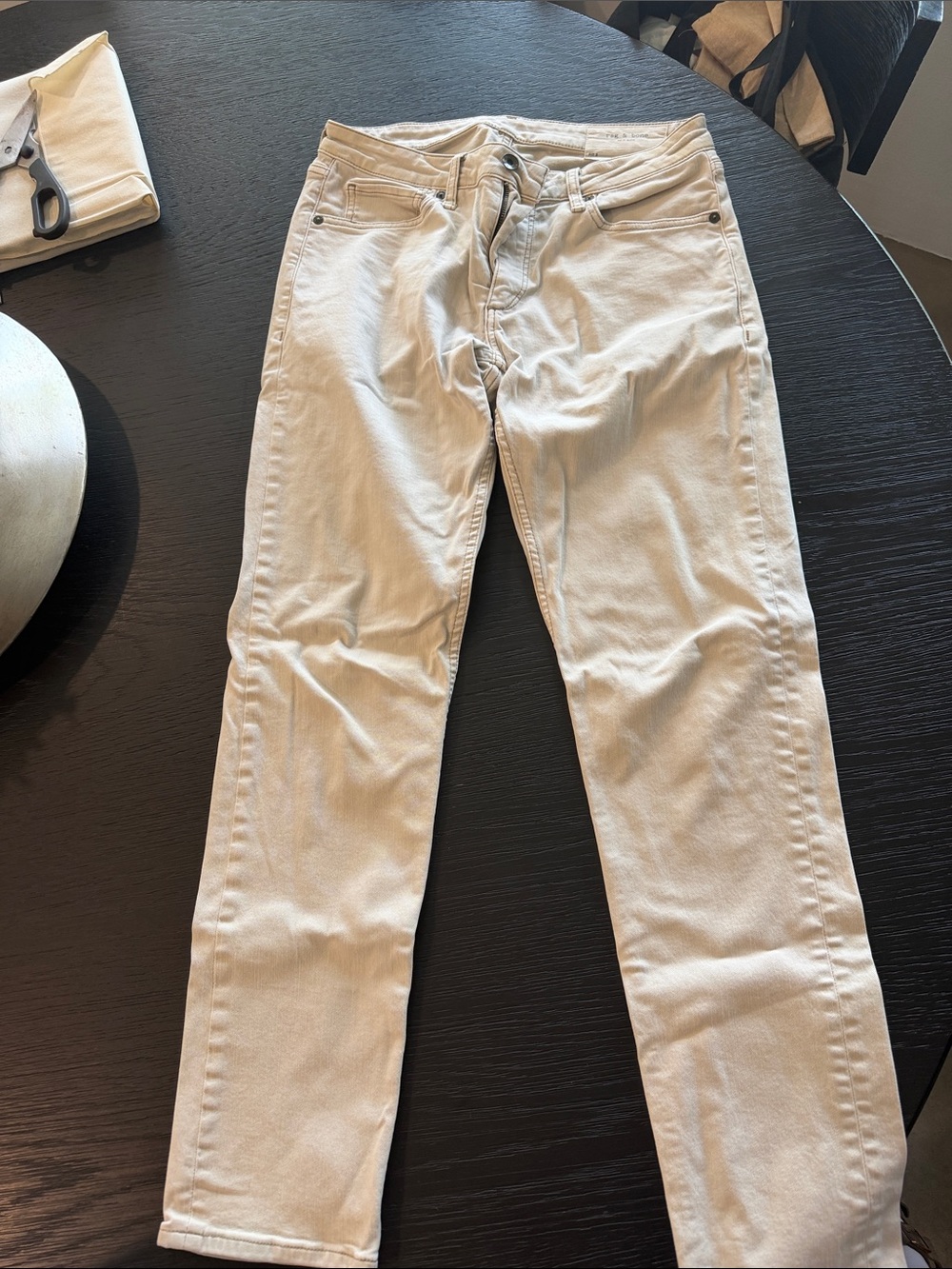rag & bone Men's Slim Straight Jeans in Light Beige